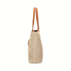 Straw Woven Summer Tote Bag Large Capacity Beach Shoulder Bag