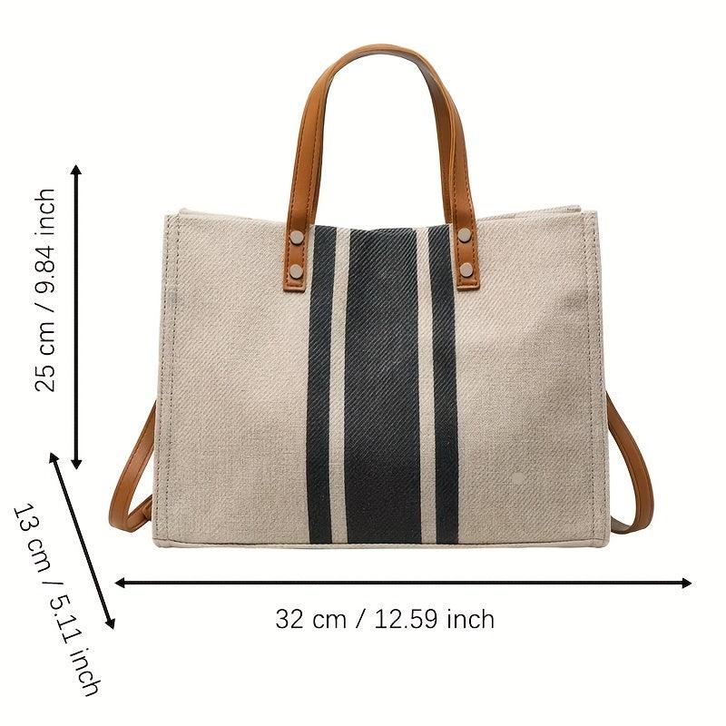 Summer Beach Striped Tote Bag Large Capacity Canvas Handbag