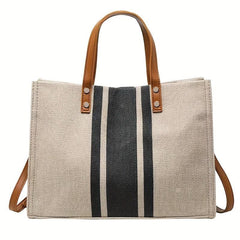 Summer Beach Striped Tote Bag Large Capacity Canvas Handbag