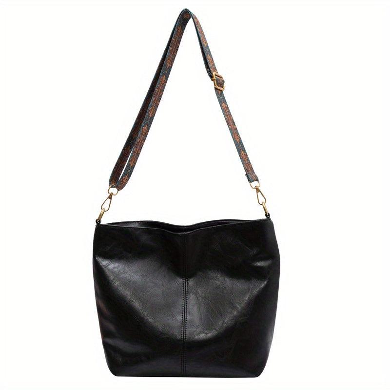 Faux Leather Shoulder Bag Stylish Zipper Crossbody Bag