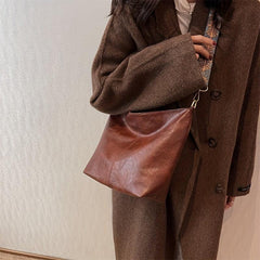 Faux Leather Shoulder Bag Stylish Zipper Crossbody Bag