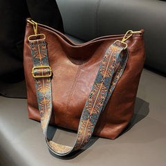 Faux Leather Shoulder Bag Stylish Zipper Crossbody Bag