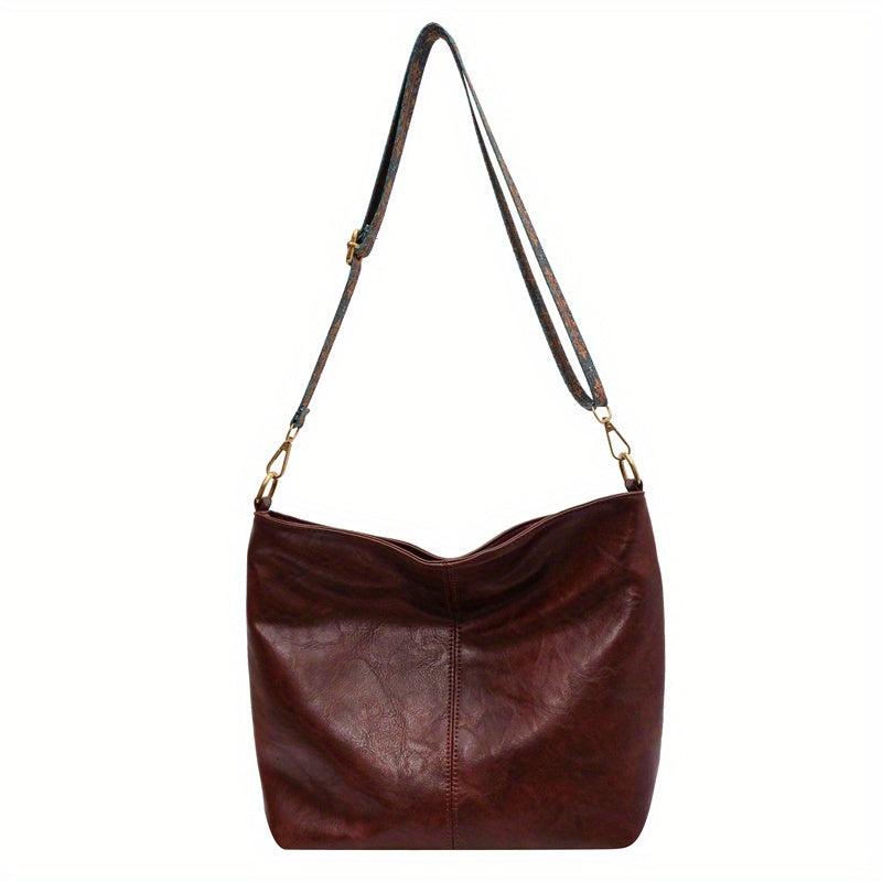 Faux Leather Shoulder Bag Stylish Zipper Crossbody Bag