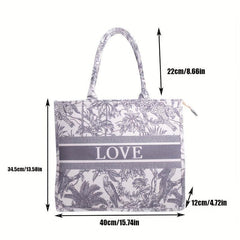 Vintage Animal & Letter Pattern Tote Bag Handbag