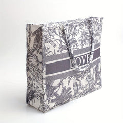 Vintage Animal & Letter Pattern Tote Bag Handbag