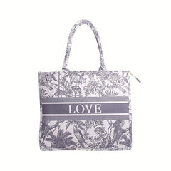 Vintage Animal & Letter Pattern Tote Bag Handbag