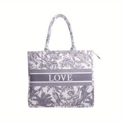 Vintage Animal & Letter Pattern Tote Bag Handbag