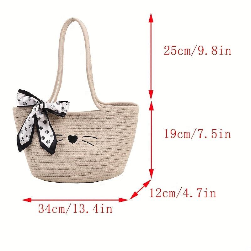 Holiday Beach Bag Twilly Scarf Crochet Bag Double Handle Shoulder Bag