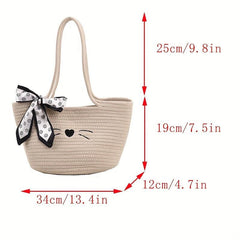 Holiday Beach Bag Twilly Scarf Crochet Bag Double Handle Shoulder Bag