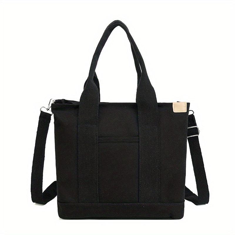 Large Capacity Canvas Tote Bag Crossbody Zipper Satchel for Shopping & Travel