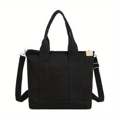 Large Capacity Canvas Tote Bag Crossbody Zipper Satchel for Shopping & Travel