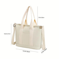 Large Capacity Canvas Tote Bag Crossbody Zipper Satchel for Shopping & Travel