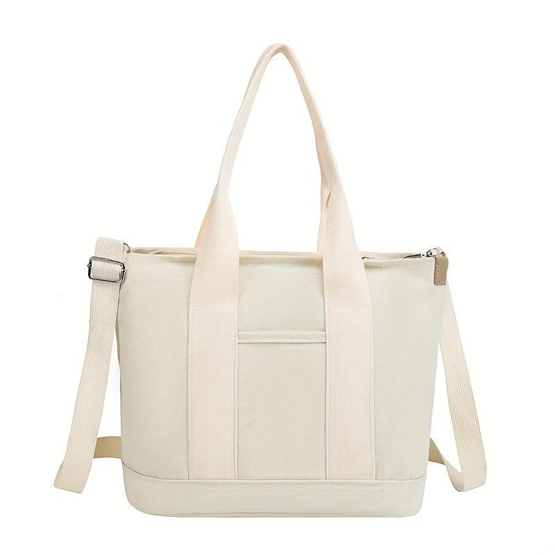 Large Capacity Canvas Tote Bag Crossbody Zipper Satchel for Shopping & Travel