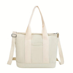Large Capacity Canvas Tote Bag Crossbody Zipper Satchel for Shopping & Travel