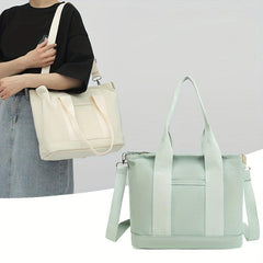 Large Capacity Canvas Tote Bag Crossbody Zipper Satchel for Shopping & Travel