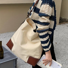 Stylish Women's Canvas Tote Bag Casual Large Shopper Bag