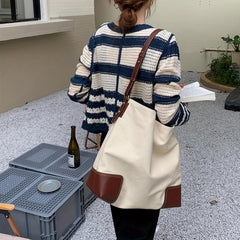Stylish Women's Canvas Tote Bag Casual Large Shopper Bag