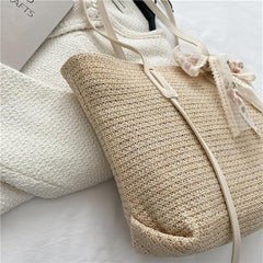 Large Capacity Woven Tote Bag Shoulder Bag for Beach