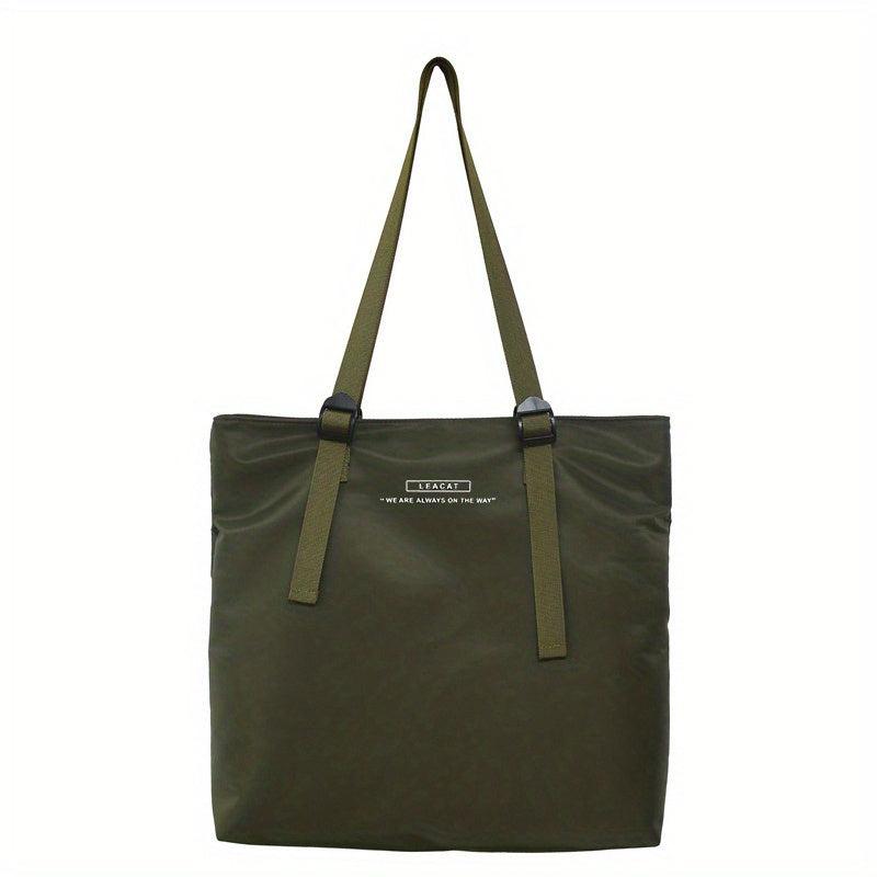 Nylon Letter Print Shoulder Bag Stylish Large Capacity Waterproof Tote Bag