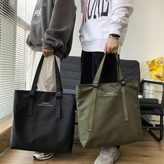 Nylon Letter Print Shoulder Bag Stylish Large Capacity Waterproof Tote Bag