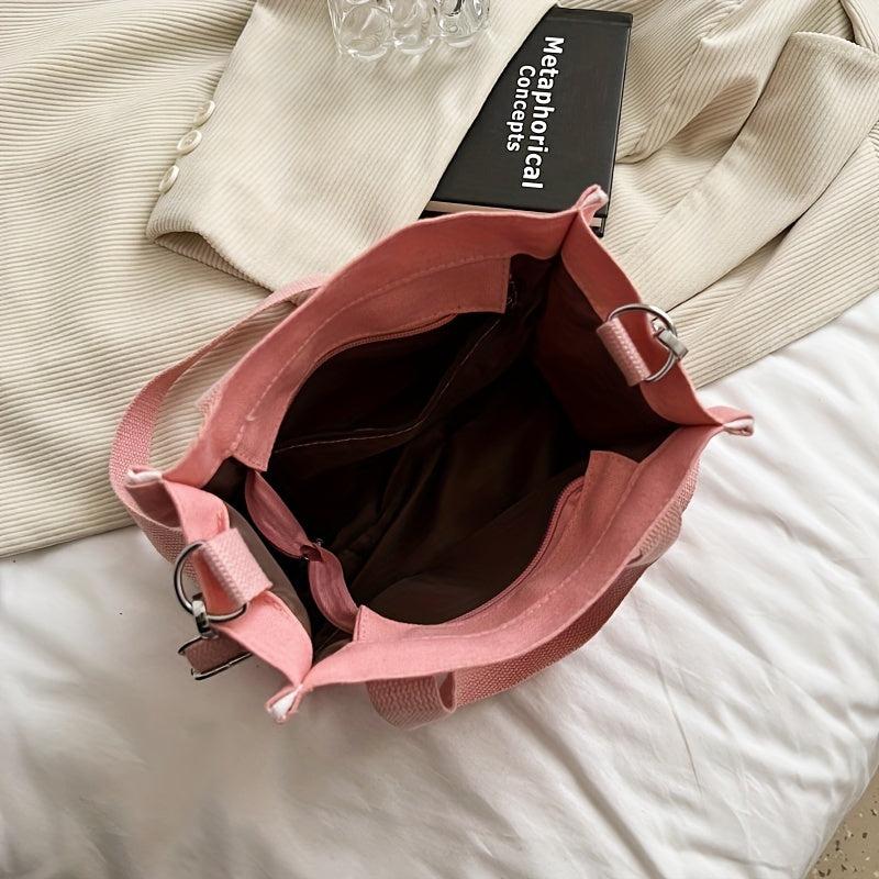 Solid Canvas Tote Bag Small Commuter Satchel Purse