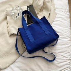 Solid Canvas Tote Bag Small Commuter Satchel Purse