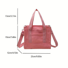 Solid Canvas Tote Bag Small Commuter Satchel Purse