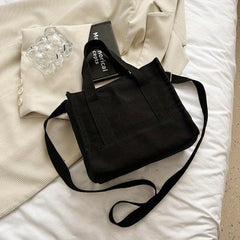 Solid Canvas Tote Bag Small Commuter Satchel Purse