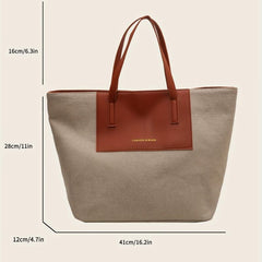 Large Capacity Colorblock Tote Bag Work Shoulder Handbag