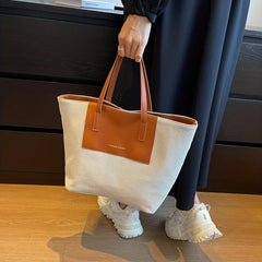 Large Capacity Colorblock Tote Bag Work Shoulder Handbag