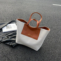 Large Capacity Colorblock Tote Bag Work Shoulder Handbag