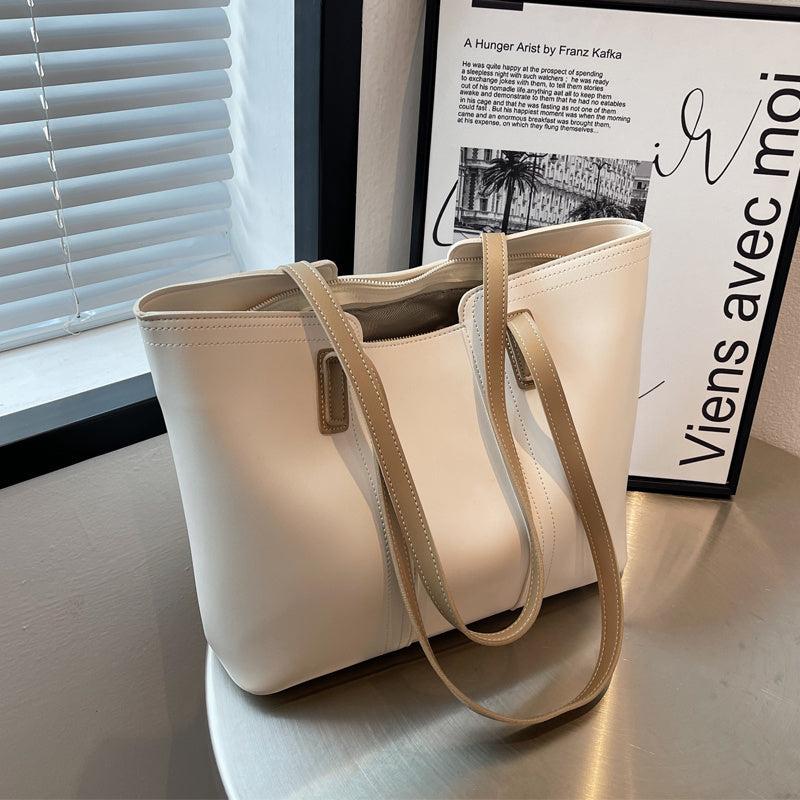 Large Capacity Faux Leather Tote Bag Commuter Bag
