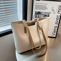 Large Capacity Faux Leather Tote Bag Commuter Bag