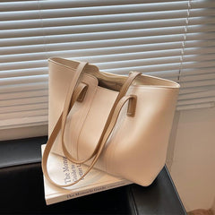 Large Capacity Faux Leather Tote Bag Commuter Bag
