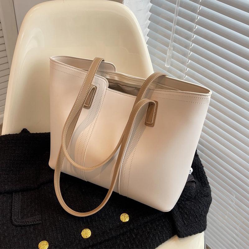 Large Capacity Faux Leather Tote Bag Commuter Bag