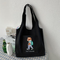 Bear Pattern Shoulder Bag Lightweight Shopper Bag