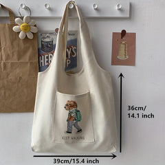 Bear Pattern Shoulder Bag Lightweight Shopper Bag