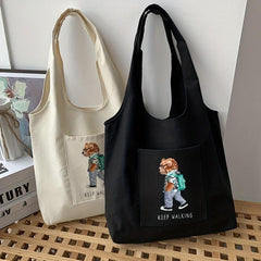 Bear Pattern Shoulder Bag Lightweight Shopper Bag