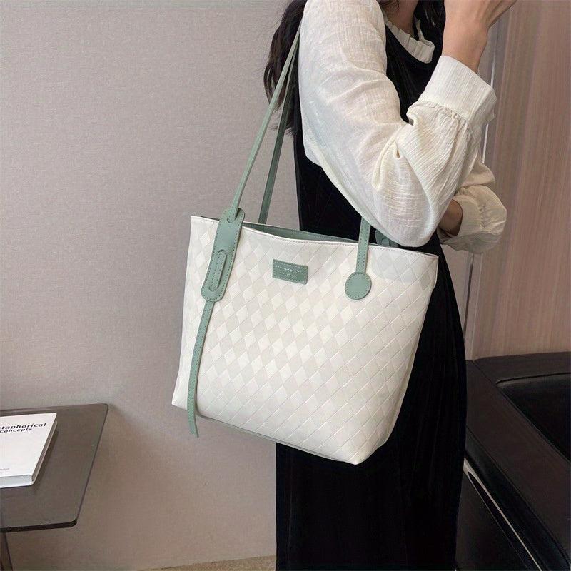 Minimalist Rhombus Pattern Tot Bag Large Capacity Shoulder Bag