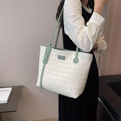 Minimalist Rhombus Pattern Tot Bag Large Capacity Shoulder Bag