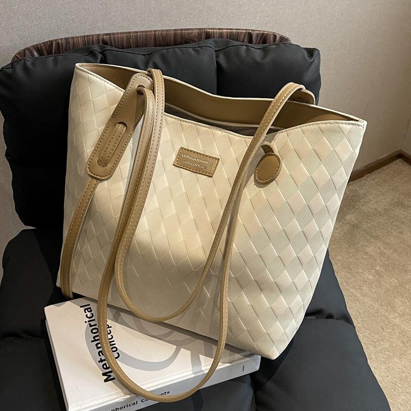 Minimalist Rhombus Pattern Tot Bag Large Capacity Shoulder Bag