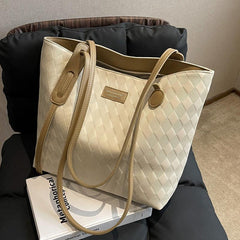 Minimalist Rhombus Pattern Tot Bag Large Capacity Shoulder Bag