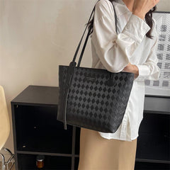 Minimalist Rhombus Pattern Tot Bag Large Capacity Shoulder Bag
