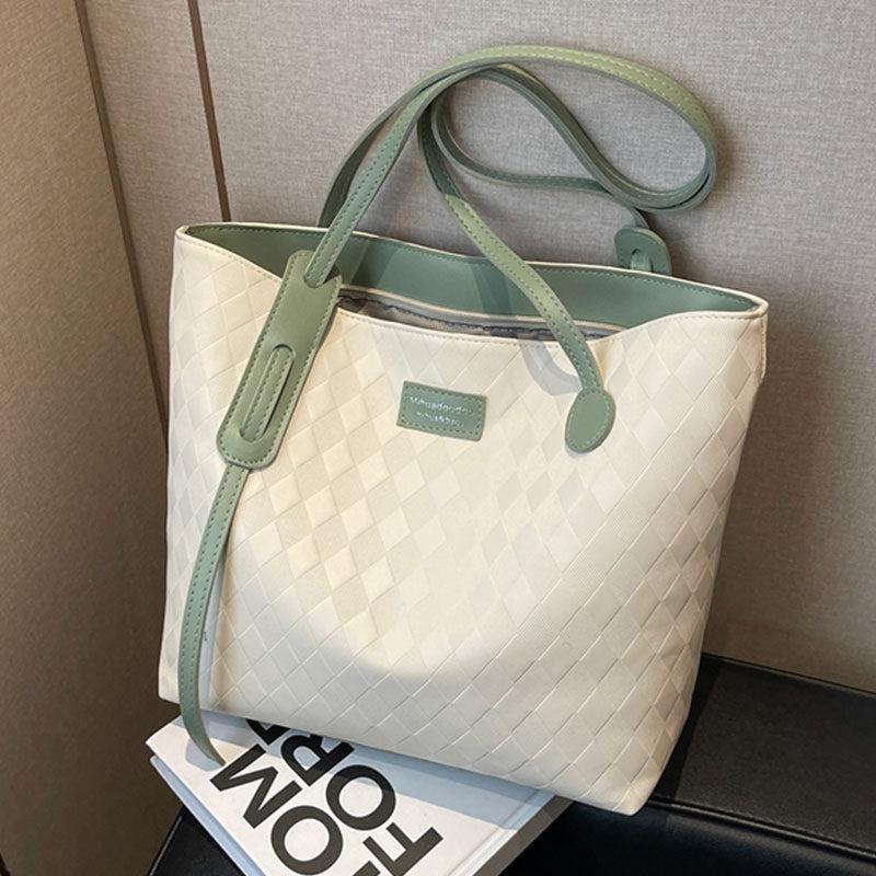 Minimalist Rhombus Pattern Tot Bag Large Capacity Shoulder Bag
