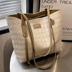 Minimalist Rhombus Pattern Tot Bag Large Capacity Shoulder Bag