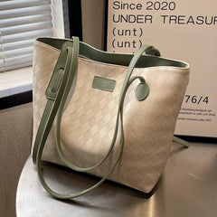 Minimalist Rhombus Pattern Tot Bag Large Capacity Shoulder Bag