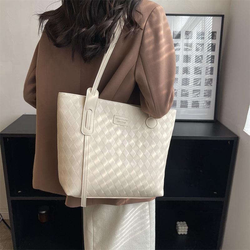 Minimalist Rhombus Pattern Tot Bag Large Capacity Shoulder Bag