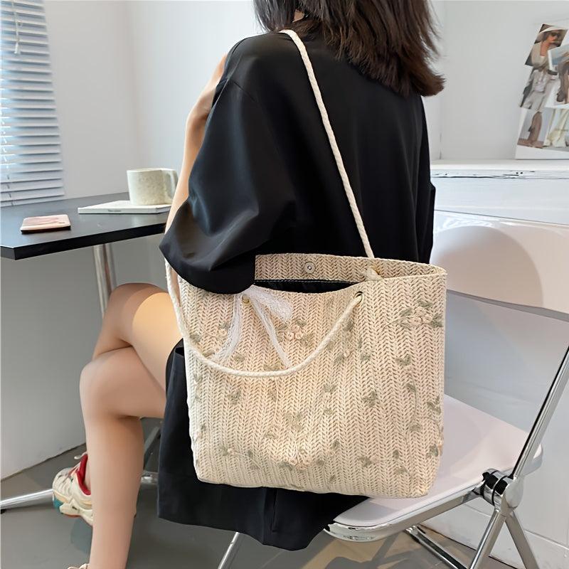 Stylish Woven Tote Shoulder Bag for Women