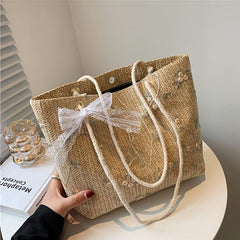 Stylish Woven Tote Shoulder Bag for Women