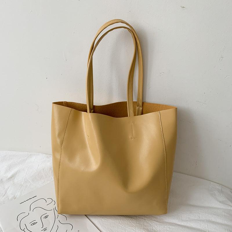 Minimalist Tote Bag Shoulder Shopper Solid Casual Versatile Bag